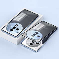Custodia Lusso Alluminio Laterale Specchio 360 Gradi Cover P02 per Oppo Find X7 5G Blu
