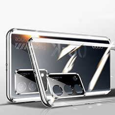 Custodia Lusso Alluminio Laterale Specchio 360 Gradi Cover P02 per Oppo K9 5G Argento