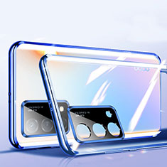 Custodia Lusso Alluminio Laterale Specchio 360 Gradi Cover P02 per Oppo K9 5G Blu