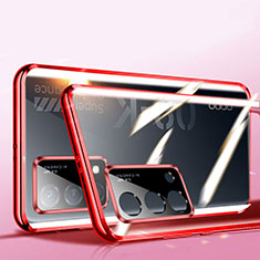 Custodia Lusso Alluminio Laterale Specchio 360 Gradi Cover P02 per Oppo K9 5G Rosso