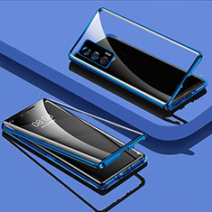 Custodia Lusso Alluminio Laterale Specchio 360 Gradi Cover P02 per Realme GT Neo 2T 5G Blu