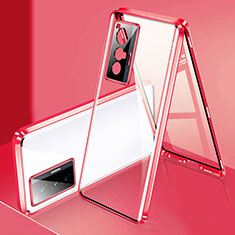 Custodia Lusso Alluminio Laterale Specchio 360 Gradi Cover P02 per Vivo X70 5G Rosso