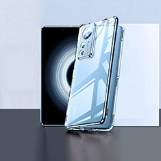 Custodia Lusso Alluminio Laterale Specchio 360 Gradi Cover P02 per Xiaomi Mi 12T Pro 5G Blu