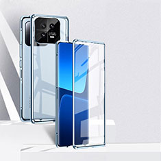 Custodia Lusso Alluminio Laterale Specchio 360 Gradi Cover P02 per Xiaomi Mi 13 5G Blu