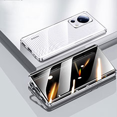 Custodia Lusso Alluminio Laterale Specchio 360 Gradi Cover P02 per Xiaomi Mi 13 Lite 5G Argento