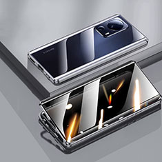 Custodia Lusso Alluminio Laterale Specchio 360 Gradi Cover P02 per Xiaomi Mi 13 Lite 5G Nero