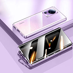 Custodia Lusso Alluminio Laterale Specchio 360 Gradi Cover P02 per Xiaomi Mi 13 Lite 5G Viola