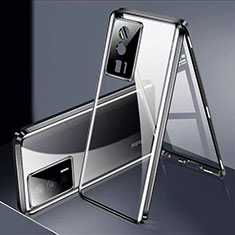 Custodia Lusso Alluminio Laterale Specchio 360 Gradi Cover P02 per Xiaomi Poco F5 Pro 5G Nero