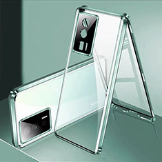Custodia Lusso Alluminio Laterale Specchio 360 Gradi Cover P02 per Xiaomi Poco F5 Pro 5G Verde