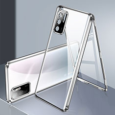 Custodia Lusso Alluminio Laterale Specchio 360 Gradi Cover P02 per Xiaomi POCO M3 Pro 5G Argento