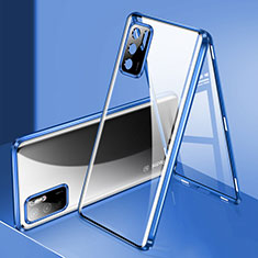 Custodia Lusso Alluminio Laterale Specchio 360 Gradi Cover P02 per Xiaomi POCO M3 Pro 5G Blu