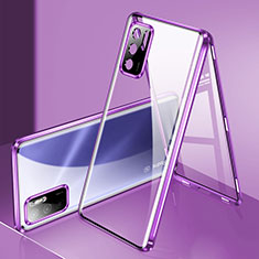 Custodia Lusso Alluminio Laterale Specchio 360 Gradi Cover P02 per Xiaomi POCO M3 Pro 5G Viola