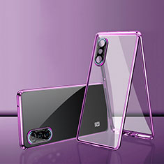 Custodia Lusso Alluminio Laterale Specchio 360 Gradi Cover P02 per Xiaomi Redmi K40 Gaming 5G Viola