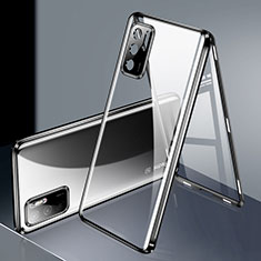 Custodia Lusso Alluminio Laterale Specchio 360 Gradi Cover P02 per Xiaomi Redmi Note 10 5G Nero