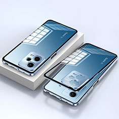 Custodia Lusso Alluminio Laterale Specchio 360 Gradi Cover P02 per Xiaomi Redmi Note 12 5G Blu