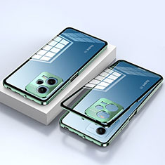 Custodia Lusso Alluminio Laterale Specchio 360 Gradi Cover P02 per Xiaomi Redmi Note 12 5G Verde