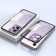 Custodia Lusso Alluminio Laterale Specchio 360 Gradi Cover P02 per Xiaomi Redmi Note 12 5G Viola