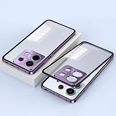 Custodia Lusso Alluminio Laterale Specchio 360 Gradi Cover P02 per Xiaomi Redmi Note 13 Pro 5G Viola
