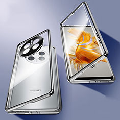 Custodia Lusso Alluminio Laterale Specchio 360 Gradi Cover P03 per Huawei Mate 50 Pro Argento