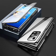 Custodia Lusso Alluminio Laterale Specchio 360 Gradi Cover P03 per Huawei Mate X2 Nero