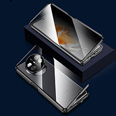 Custodia Lusso Alluminio Laterale Specchio 360 Gradi Cover P03 per Huawei Mate X3 Nero