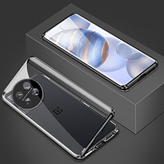 Custodia Lusso Alluminio Laterale Specchio 360 Gradi Cover P03 per OnePlus Ace 2 5G Nero