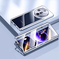 Custodia Lusso Alluminio Laterale Specchio 360 Gradi Cover P03 per Oppo Find X7 5G Argento