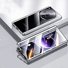 Custodia Lusso Alluminio Laterale Specchio 360 Gradi Cover P03 per Oppo Find X7 5G Nero