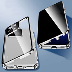 Custodia Lusso Alluminio Laterale Specchio 360 Gradi Cover P03 per Xiaomi Mi 13 5G Argento