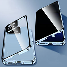 Custodia Lusso Alluminio Laterale Specchio 360 Gradi Cover P03 per Xiaomi Mi 13 5G Blu