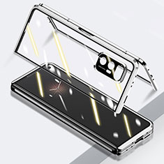 Custodia Lusso Alluminio Laterale Specchio 360 Gradi Cover P03 per Xiaomi Mix Fold 5G Argento