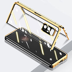 Custodia Lusso Alluminio Laterale Specchio 360 Gradi Cover P03 per Xiaomi Mix Fold 5G Oro