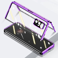 Custodia Lusso Alluminio Laterale Specchio 360 Gradi Cover P03 per Xiaomi Mix Fold 5G Viola
