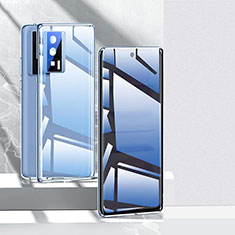 Custodia Lusso Alluminio Laterale Specchio 360 Gradi Cover P03 per Xiaomi Poco F5 Pro 5G Blu