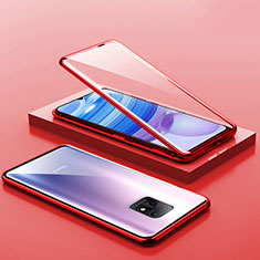 Custodia Lusso Alluminio Laterale Specchio 360 Gradi Cover P03 per Xiaomi Redmi 10X 5G Rosso