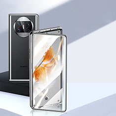 Custodia Lusso Alluminio Laterale Specchio 360 Gradi Cover P04 per Huawei Mate X3 Nero
