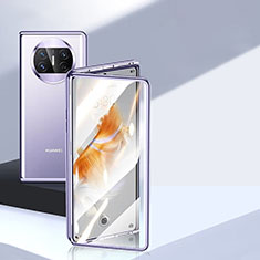 Custodia Lusso Alluminio Laterale Specchio 360 Gradi Cover P04 per Huawei Mate X3 Viola