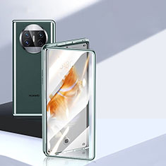 Custodia Lusso Alluminio Laterale Specchio 360 Gradi Cover P04 per Huawei Mate X5 Verde