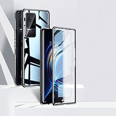 Custodia Lusso Alluminio Laterale Specchio 360 Gradi Cover P04 per Xiaomi Redmi K50 5G Nero