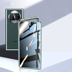 Custodia Lusso Alluminio Laterale Specchio 360 Gradi Cover P05 per Huawei Mate X3 Verde