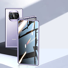 Custodia Lusso Alluminio Laterale Specchio 360 Gradi Cover P05 per Huawei Mate X3 Viola