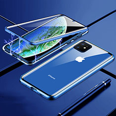 Custodia Lusso Alluminio Laterale Specchio 360 Gradi Cover per Apple iPhone 11 Blu