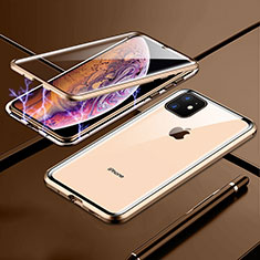 Custodia Lusso Alluminio Laterale Specchio 360 Gradi Cover per Apple iPhone 11 Oro