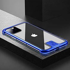 Custodia Lusso Alluminio Laterale Specchio 360 Gradi Cover per Apple iPhone 11 Pro Max Blu