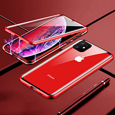 Custodia Lusso Alluminio Laterale Specchio 360 Gradi Cover per Apple iPhone 11 Rosso