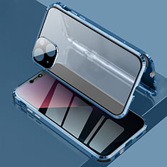 Custodia Lusso Alluminio Laterale Specchio 360 Gradi Cover per Apple iPhone 13 Blu