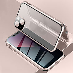 Custodia Lusso Alluminio Laterale Specchio 360 Gradi Cover per Apple iPhone 13 Oro Rosa