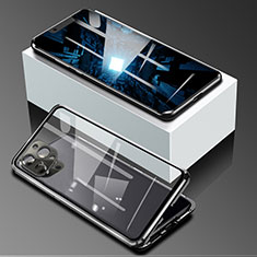 Custodia Lusso Alluminio Laterale Specchio 360 Gradi Cover per Apple iPhone 13 Pro Max Nero