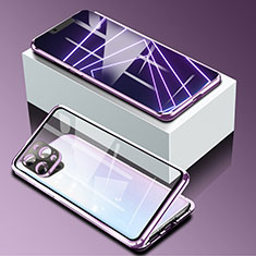 Custodia Lusso Alluminio Laterale Specchio 360 Gradi Cover per Apple iPhone 13 Pro Max Viola