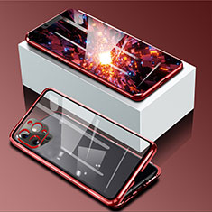 Custodia Lusso Alluminio Laterale Specchio 360 Gradi Cover per Apple iPhone 13 Pro Rosso